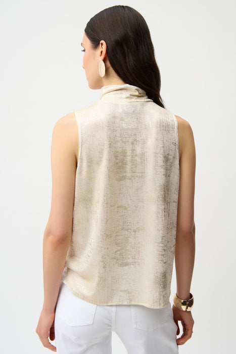 Joseph Ribkoff Ivory/Gold Foiled Knit Sleeveless Top 261008