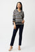 Woman wearing Joseph Ribkoff Jacquard Straight Pull-On Pants, featuring a textured fabric, slim straight-leg fit, and pull-on waistband for a polished and comfortable modern look.
