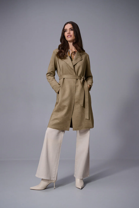 Joseph Ribkoff Java Faux Suede Belted Trench Coat 253252