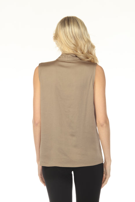Joseph Ribkoff Java V-Neck Pleated Sleeveless Satin Top 253226