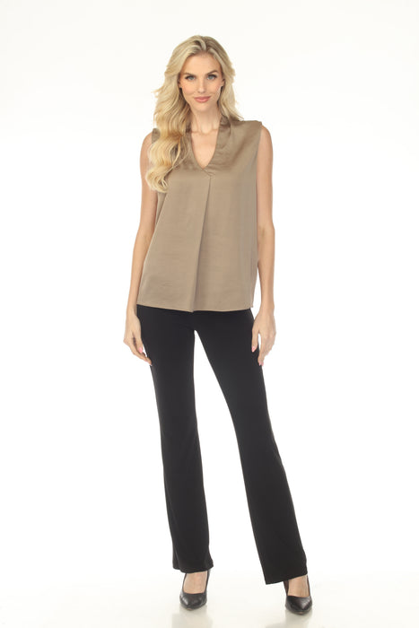 Joseph Ribkoff Java V-Neck Pleated Sleeveless Satin Top 253226