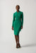 Joseph Ribkoff Style 233119 Kelly Green Faux Wrap Long Sleeve Sheath Dress