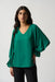 Joseph Ribkoff Style 233200 Kelly Green V-Neck Shirred Puff Sleeve Top
