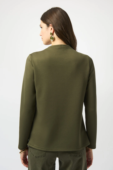 Joseph Ribkoff Khaki Asymmetrical V-Neck Button Front Jacket 253040