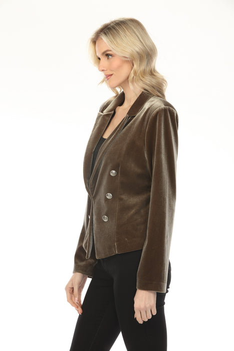 Joseph Ribkoff Khaki Double-Breasted Velvet Blazer Jacket 253193