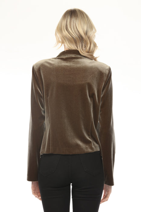 Joseph Ribkoff Khaki Double-Breasted Velvet Blazer Jacket 253193