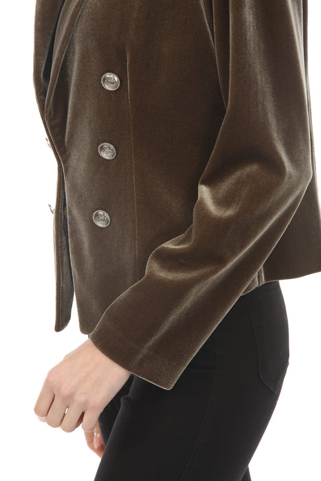 Joseph Ribkoff Khaki Double-Breasted Velvet Blazer Jacket 253193