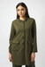 Joseph Ribkoff 253174 Khaki Stand Collar Fiax Pocket Long Sleeve Coat