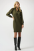 Joseph Ribkoff 253245 Khaki Zipped Collared Long Puff Sleeves Shift Dress