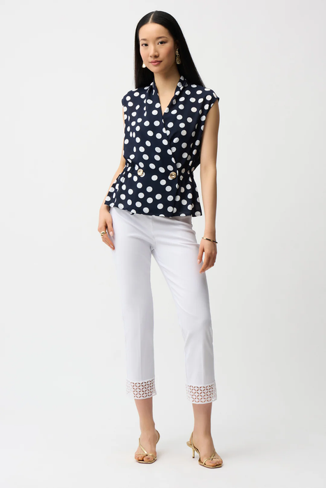 Joseph Ribkoff Lace Hem Pull-On Cropped Pants 261159