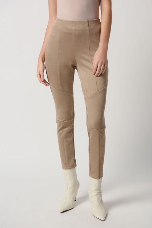 Joseph Ribkoff Style 234234 Latte Faux Suede Stretch Pull On Slim Cropped Pants