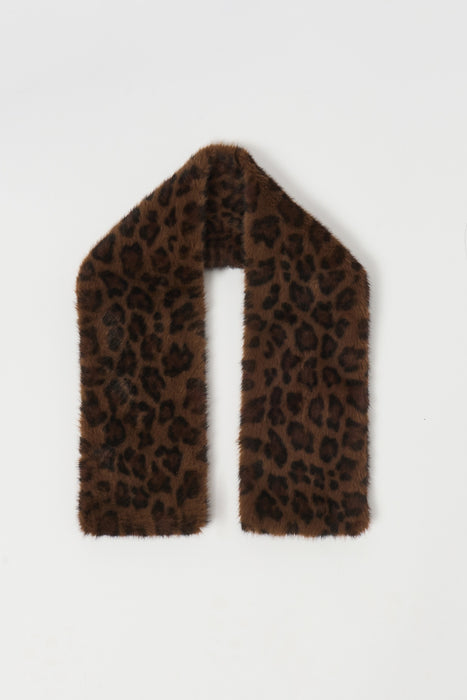 Joseph Ribkoff Beige/Black Leopard Faux Fur Pull Through Scarf 253974X