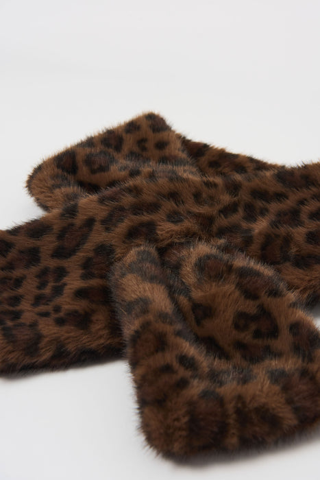 Joseph Ribkoff Beige/Black Leopard Faux Fur Pull Through Scarf 253974X
