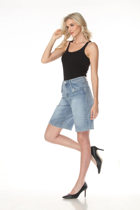 Joseph Ribkoff Light Blue Denim High-waisted Casual Shorts 262941