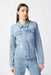 Joseph Ribkoff Style 241914 Light Blue Embellished Denim Trucker Jean Jacket