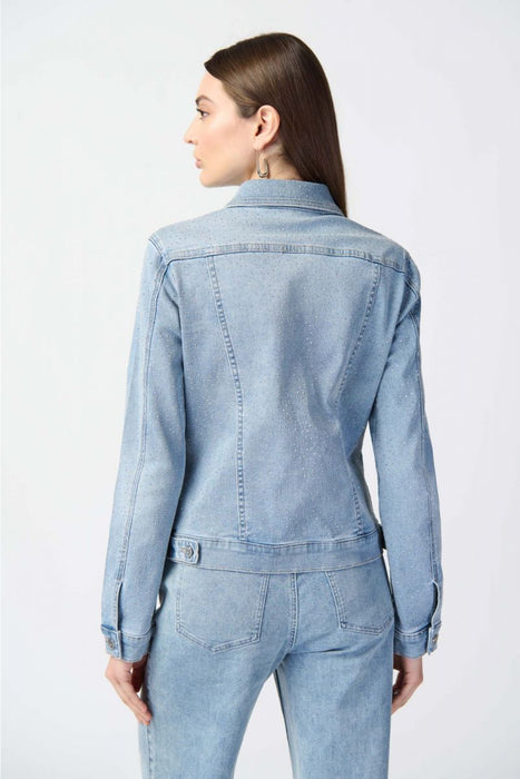 Joseph Ribkoff Light Blue Embellished Denim Trucker Jean Jacket 241914