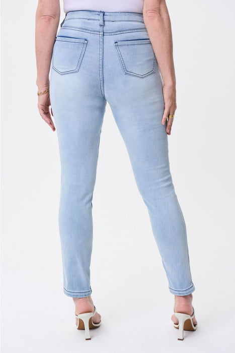 Joseph Ribkoff Light Blue/Multi Butterfly Print Reversible Slim Ankle Jeans 231933