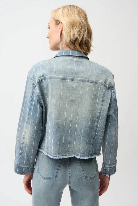Joseph Ribkoff Light Denim Blue Embellished Denim Jacket 261958