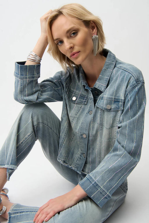 Joseph Ribkoff 261958 Light Denim Blue Embellished Denim Jacket
