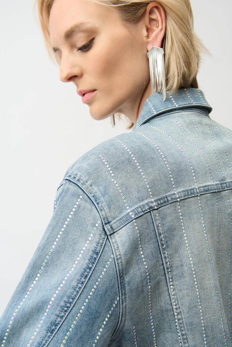Joseph Ribkoff Light Denim Blue Embellished Denim Jacket 261958