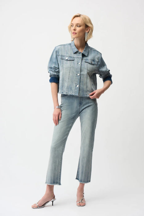 Joseph Ribkoff Light Denim Blue Embellished Denim Jacket 261958