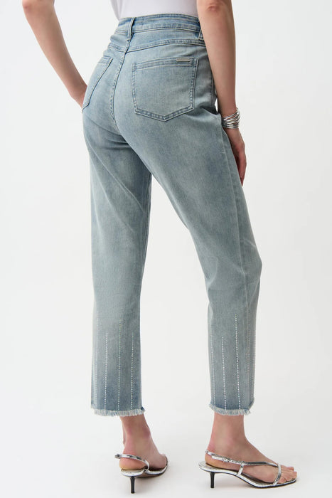 Joseph Ribkoff Light Denim Blue Embellished Cropped Jeans 261945