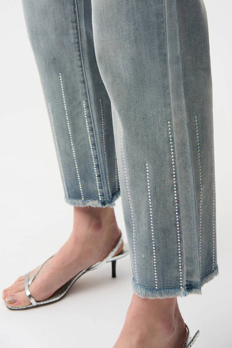 Joseph Ribkoff Light Denim Blue Embellished Cropped Jeans 261945