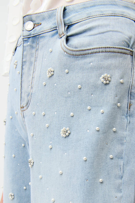 Joseph Ribkoff Light Denim Blue Embellished Flared Jeans 261960