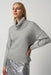 Joseph Ribkoff Style 234909 Light Grey Melange Studded Cowl Neck Sweater Top
