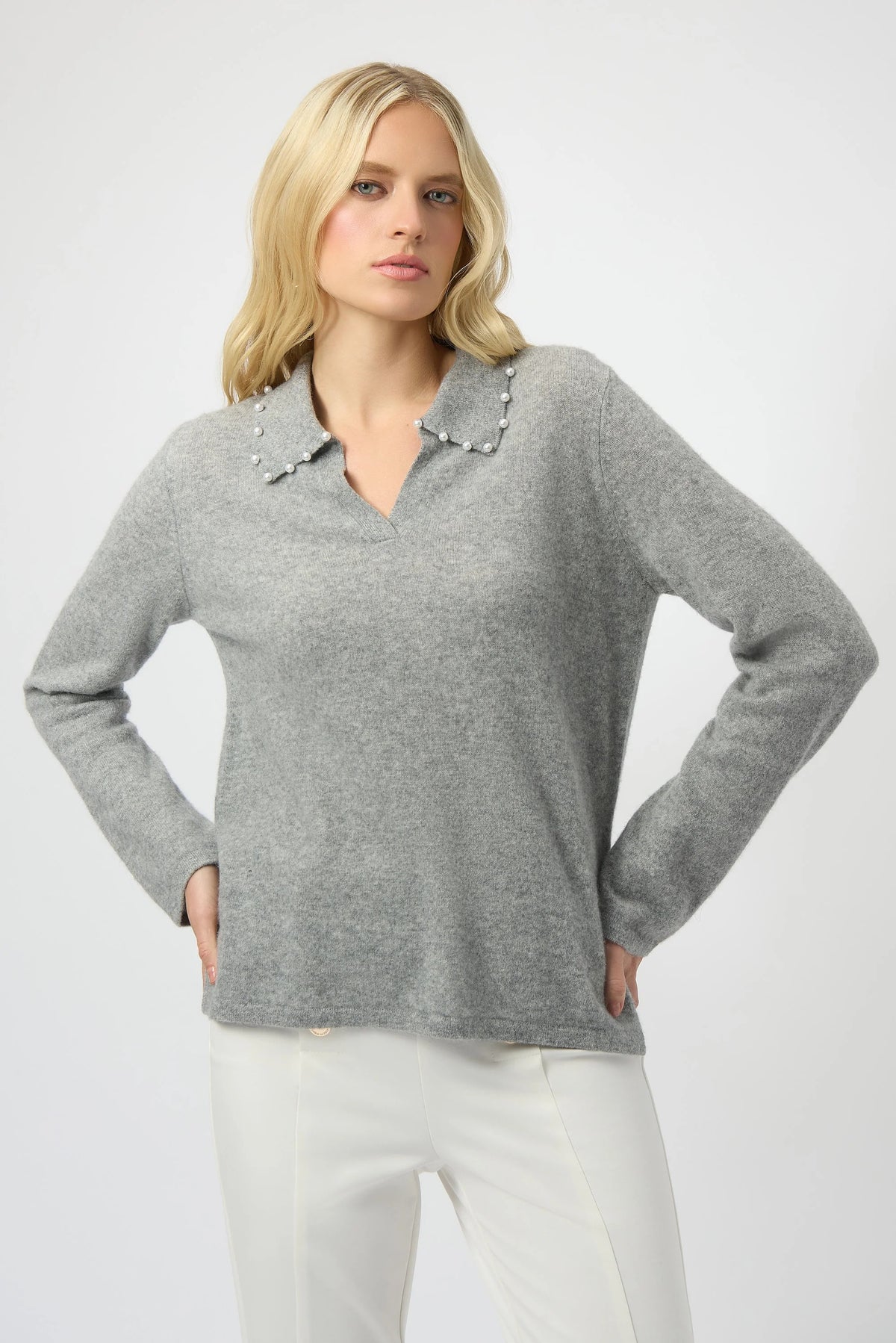 Buy Joseph Ribkoff Pearl Collar Cashmere Sweater Top 254953