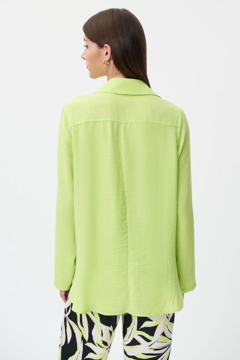 Joseph Ribkoff Lime Green Button-Down Hi-Low Long Sleeve Blouse 232217 NEW