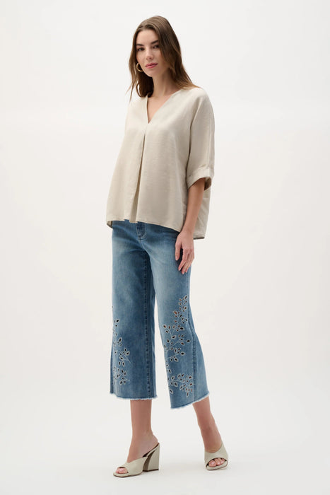 Joseph Ribkoff Linen V-Neck 3/4 Sleeves Top 262939