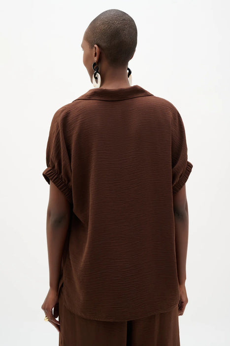 Joseph Ribkoff Shirred Sleeves V-Neck Boxy Top 262078