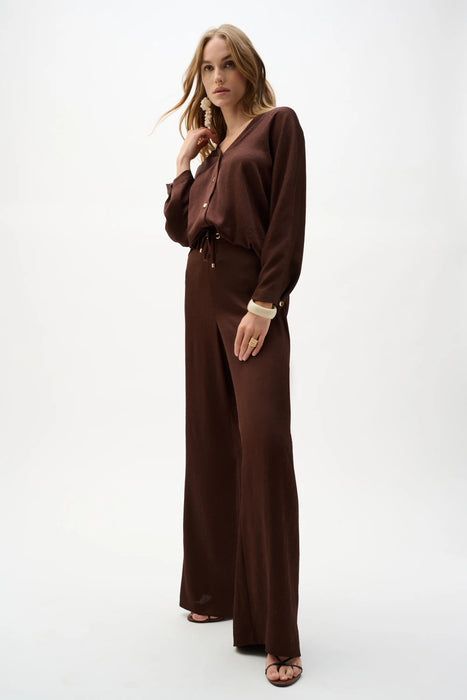 Joseph Ribkoff Mahogany Drawstring Pull-On Wide Leg Pants 262152