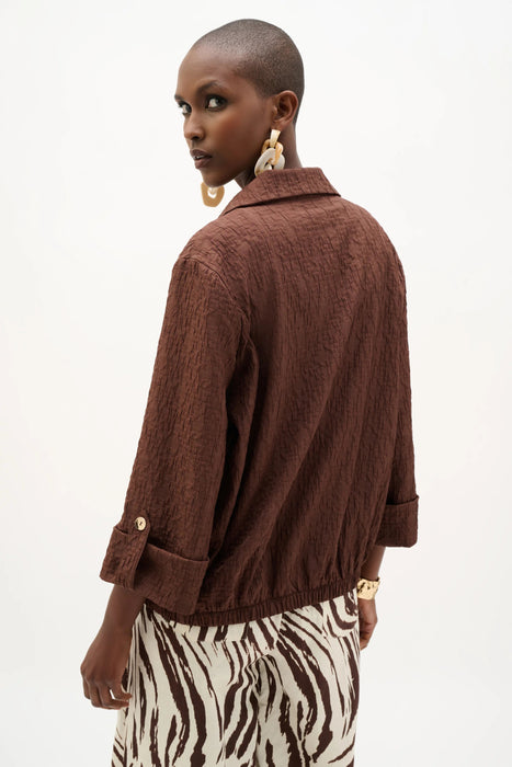 Joseph Ribkoff Mahogany Textured Zip Front Bomber Jacket 262138