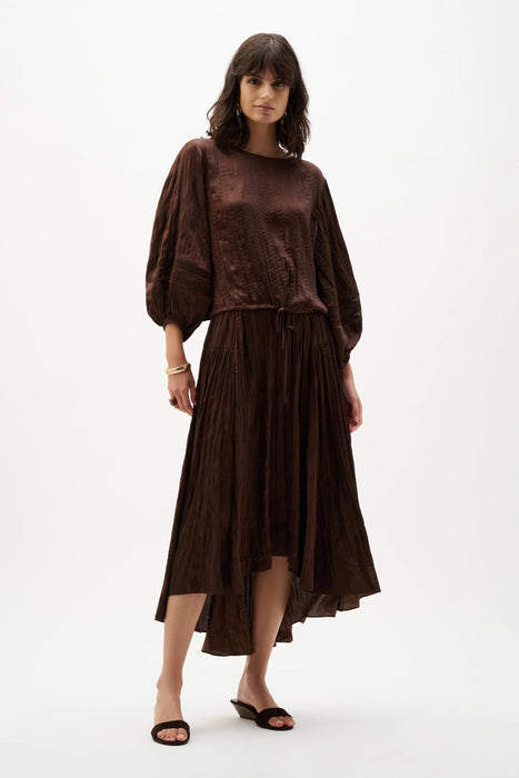 Joseph Ribkoff Mahogany Pleated Satin Cocoon Top 262959