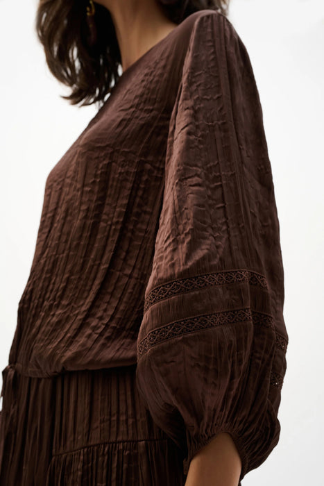 Joseph Ribkoff Mahogany Pleated Satin Cocoon Top 262959
