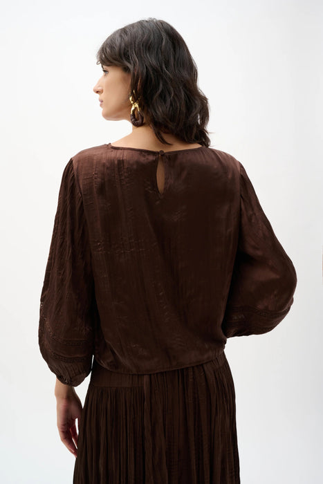 Joseph Ribkoff Mahogany Pleated Satin Cocoon Top 262959