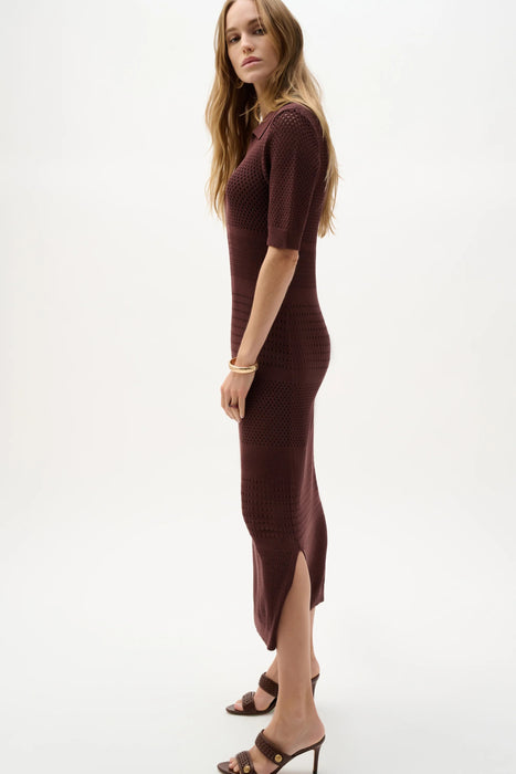 Joseph Ribkoff Mahogany Sweater Knit Midi Straight Dress 262931