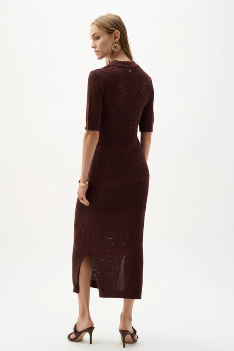 Joseph Ribkoff Mahogany Sweater Knit Midi Straight Dress 262931