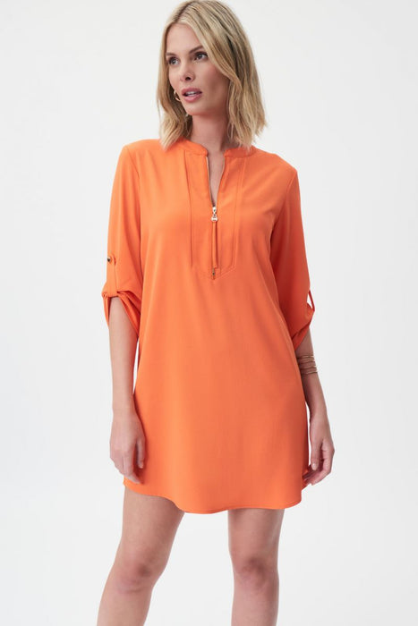 Joseph Ribkoff Zip Front Roll-Tab 3/4 Sleeve Shift Dress 232201