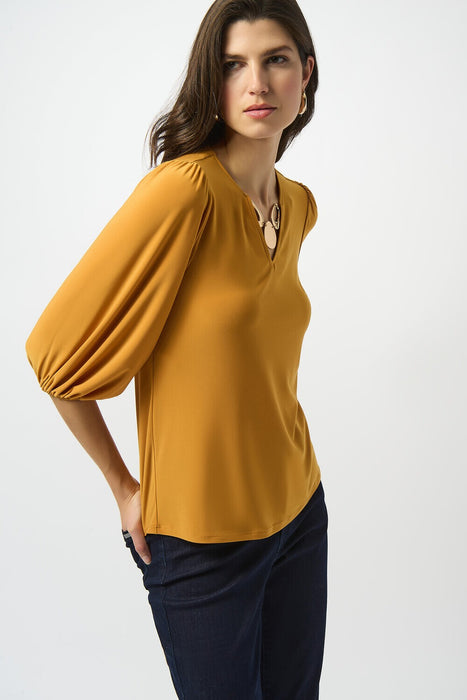 Joseph Ribkoff V-Neck 3/4 Puffed Sleeve Top 253117