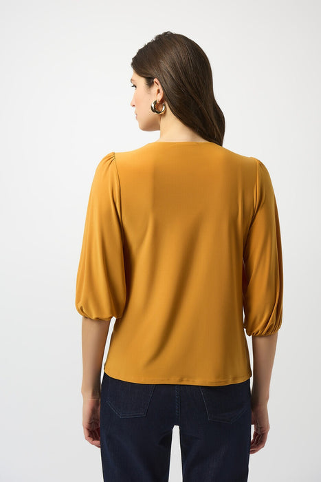 Joseph Ribkoff V-Neck 3/4 Puffed Sleeve Top 253117