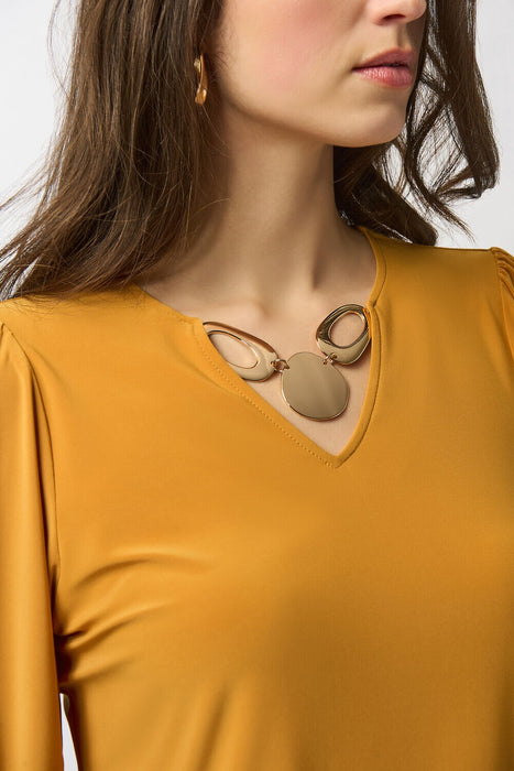 Joseph Ribkoff V-Neck 3/4 Puffed Sleeve Top 253117