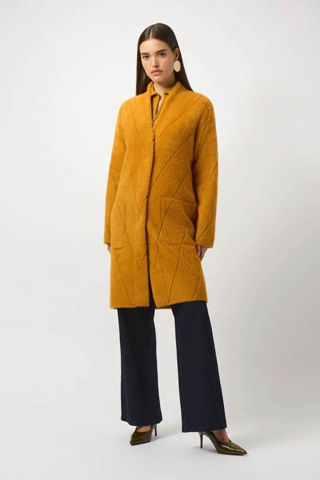 Joseph Ribkoff Medallion Feather Yarn Sweater Knit Coat 253955