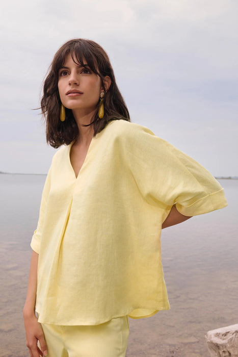 Joseph Ribkoff Linen V-Neck 3/4 Sleeves Top 262939