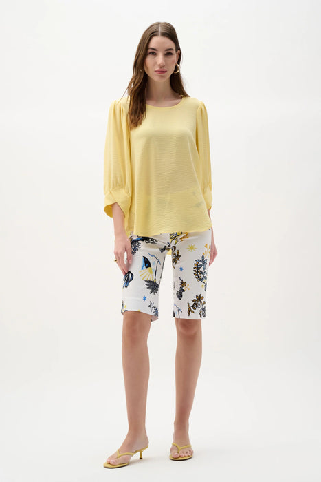 Joseph Ribkoff Mellow Yellow Scoop Neck Puff Sleeves Top 262090