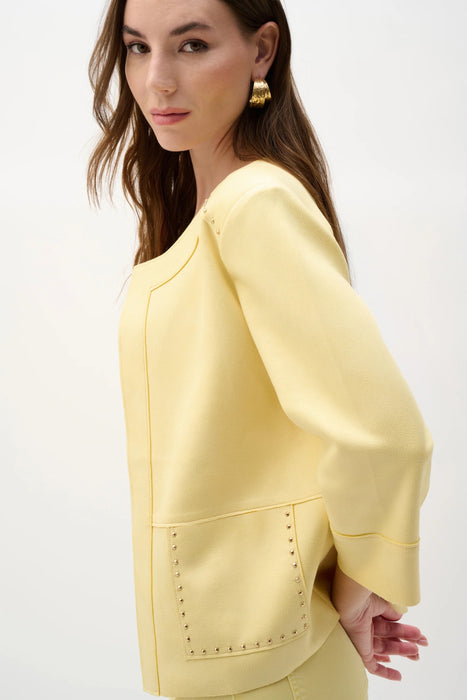 Joseph Ribkoff Studded Open Front Boxy Faux Suede Jacket 262905