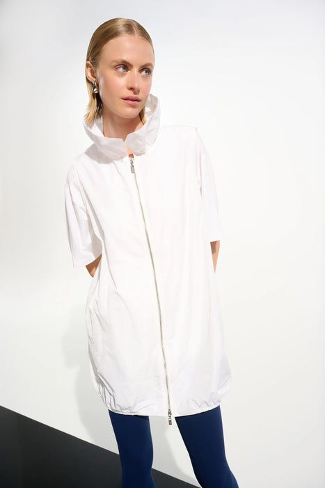 Joseph Ribkoff Vanilla Shirred Collar Zip Up Cocoon Vest 261639