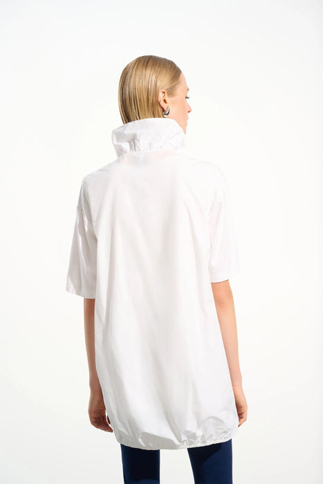 Joseph Ribkoff Vanilla Shirred Collar Zip Up Cocoon Vest 261639